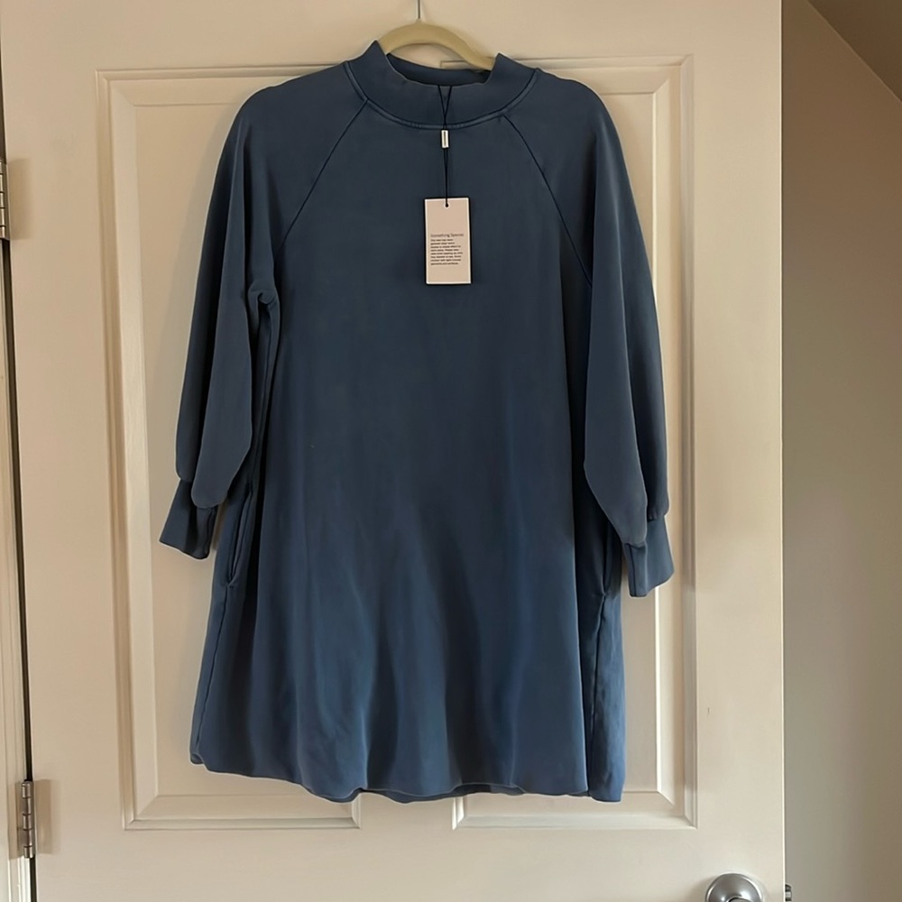 Something Navy Mock Neck Sweatshirt Dress with Tags